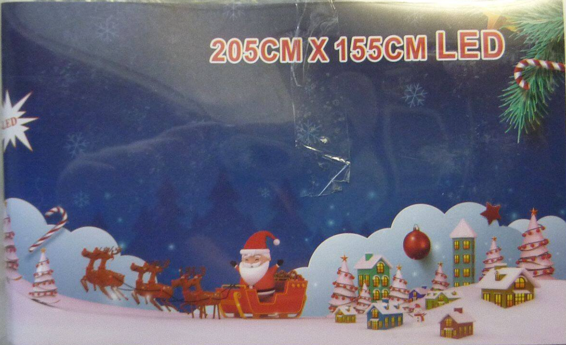 Karácsonyi LED fényfüggöny – 205×155 cm ablak- és beltéri dekoráció, energiatakarékos ünnepi fényfüzér – választható színben (SB)