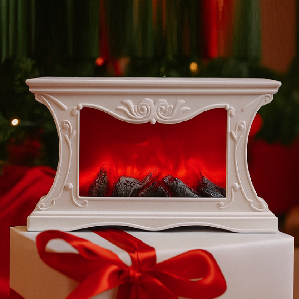 LED dekoratív díszkandalló lángeffekttel – valósághű lánghatású hangulatfény, 22×40cm -fehér SP-90 (BBD)2