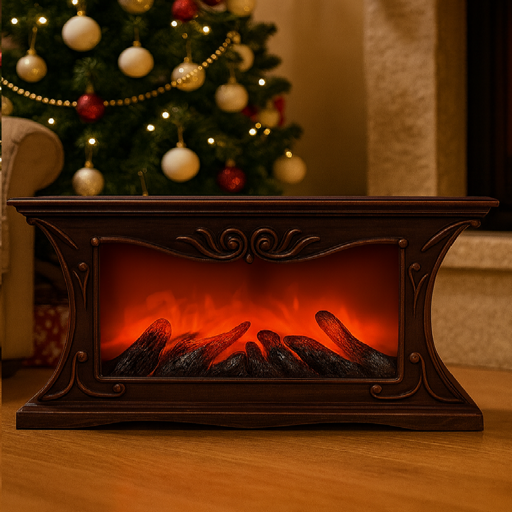 LED dekoratív díszkandalló lángeffekttel – valósághű lánghatású hangulatfény, 23×45cm -barna SP-90 (BBD)1