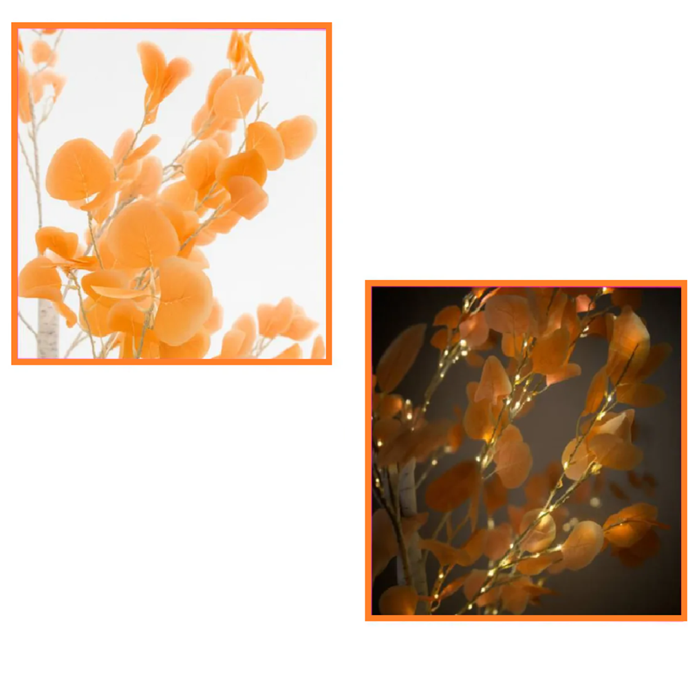LED-es őszi juharfa dekoráció – 200 cm-es hangulatvilágítás narancssárga levelekkel, beltéri és kültéri használatra (BBD)2
