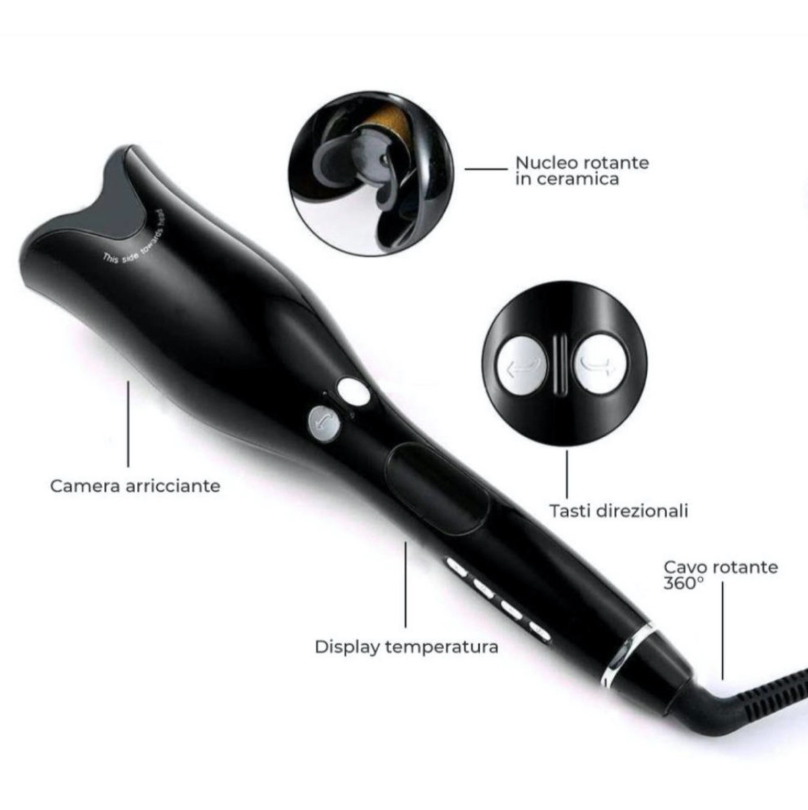 MAC Automata hajgöndörítő – Kerámia bevonatú, gyors és egyszerű göndörítés minden hajtípushoz, otthoni és profi használatra (BLLV)1