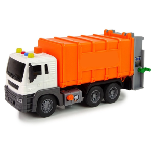 Narancssárga szemétszállító kukás teherautó – súrlódásos meghajtású játékautó hangeffektekkel gyerekeknek 26cm JS108B (BBJ) - Image 7