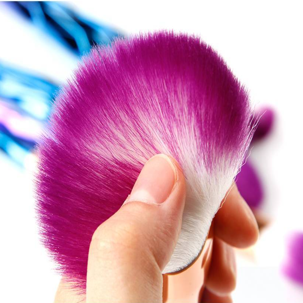 Ombre sminkecset készlet – 7 részes ecsetszett csillogó nyéllel, szem- és arcfestéshez, kontúrozáshoz és professzionális sminkeléshez (BLLV)9