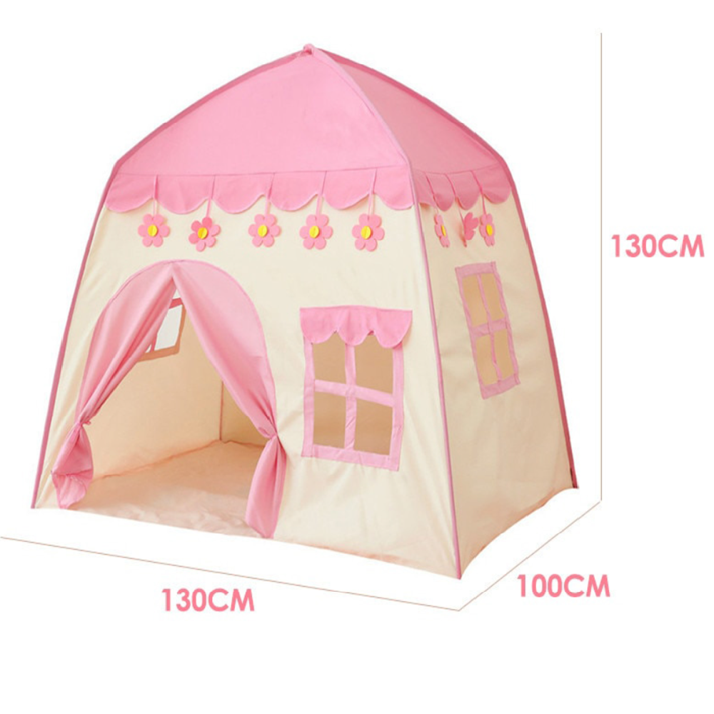 Princess kastély gyereksátor – 130×130×100 cm rózsaszín hercegnős játéksátor, beltéri és kültéri használatra, mesés kuckó kislányoknak (BLLV)2