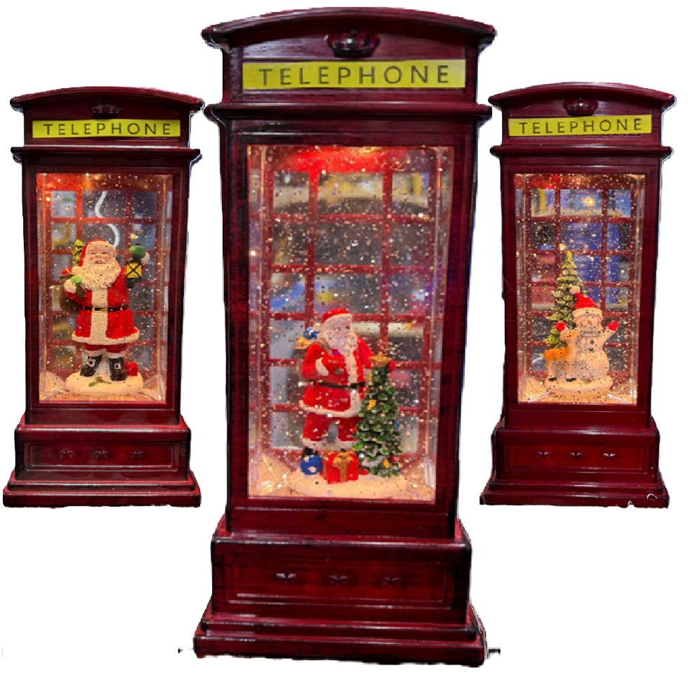 Világító karácsonyi hógömb telefonfülke formában – elegáns LED-es ünnepi dísz dekoráció otthonra GD-1320 (BBD)s2.jpgs