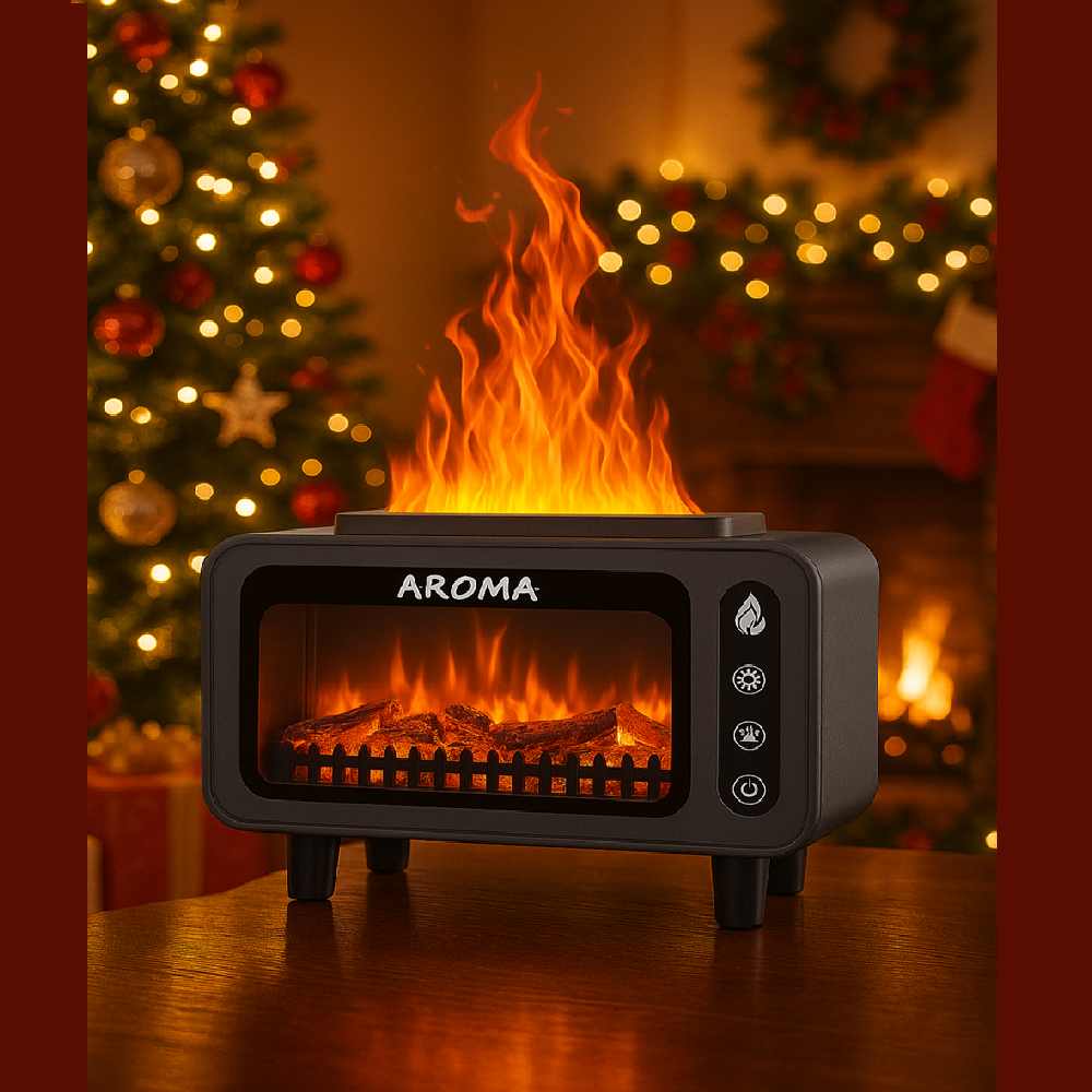 Vintage lánghatású ultrahangos illóolaj-diffúzor és párásító – aromaterápiás levegőfrissítő LED fényekkel KE24-426 (BBD)