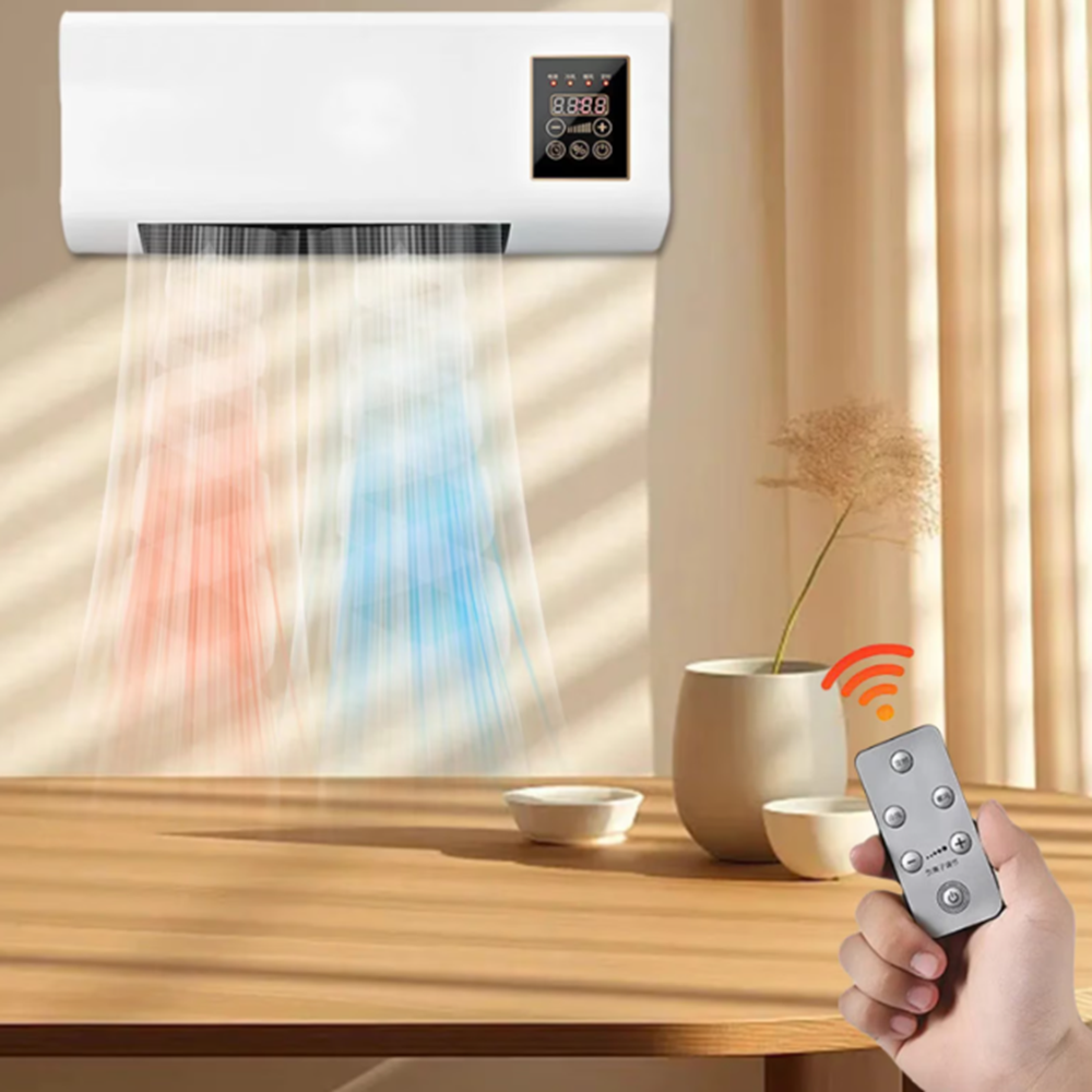 2 az 1-ben mini hűtő és hősugárzó – 54 cm-es ventilátor hűtésre és fűtésre, 16–40°C hőfokszabályzással, 16503300 W teljesítménnyel, távirányítóval – fehér (BBV)3