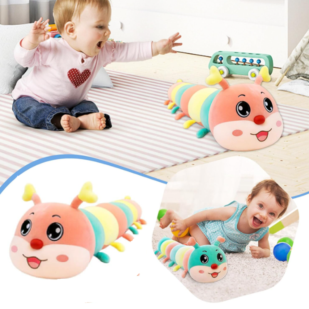 Óriási 3 az 1-ben szivárványos plüss hernyó – 12 lábú puha alvóka, ölelő párna és játék gyerekeknek 65 cm (BBLPJ)6