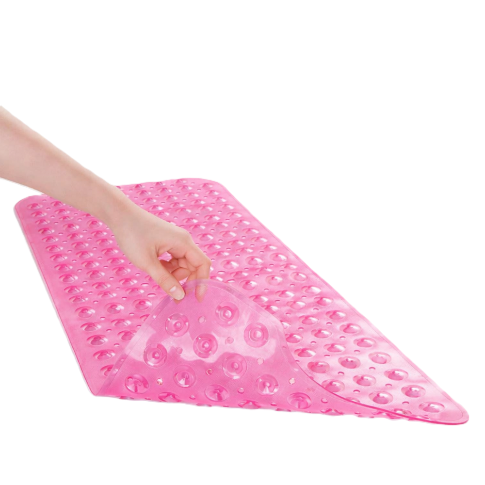 Csúszásgátló fürdőkád szőnyeg – 100×40 cm, tapadókorongos, biztonságos fürdéshez -rózsaszín (BLLV)1