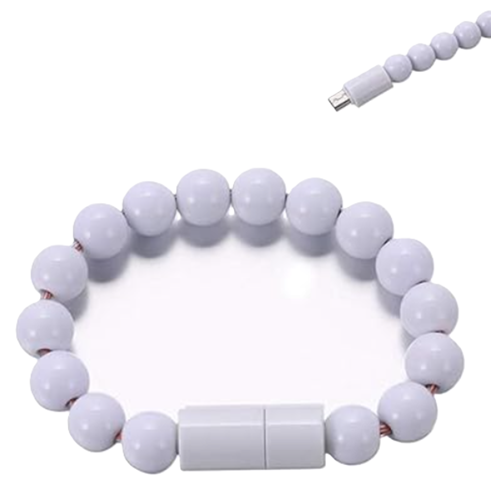 Fehér színű USB töltőkábel karkötő iPhone-hoz – lightning csatlakozó (BLLV)3