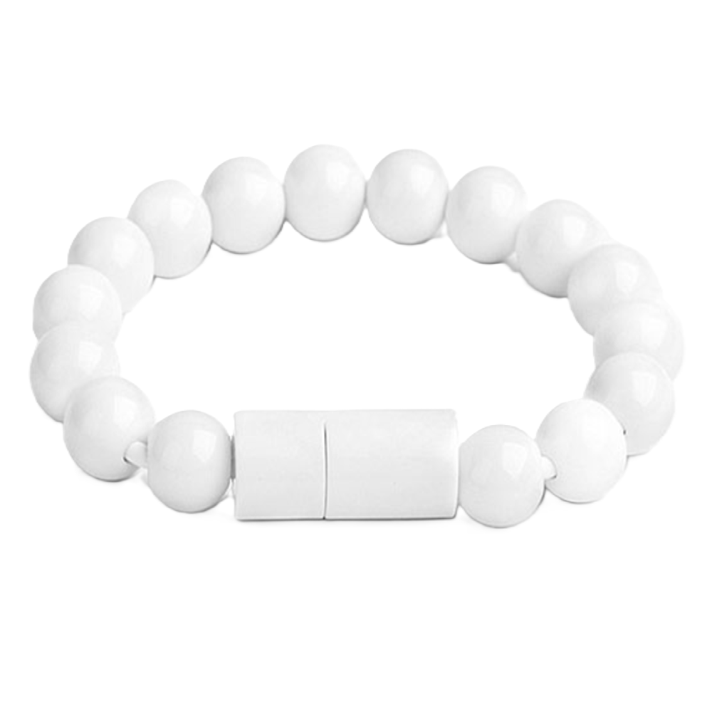 Fehér színű USB töltőkábel karkötő iPhone-hoz – lightning csatlakozó (BLLV)5