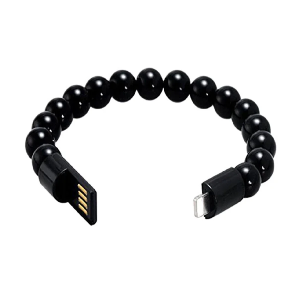 Fekete színű USB töltőkábel karkötő iPhone-hoz – lightning csatlakozó (BLLV)9