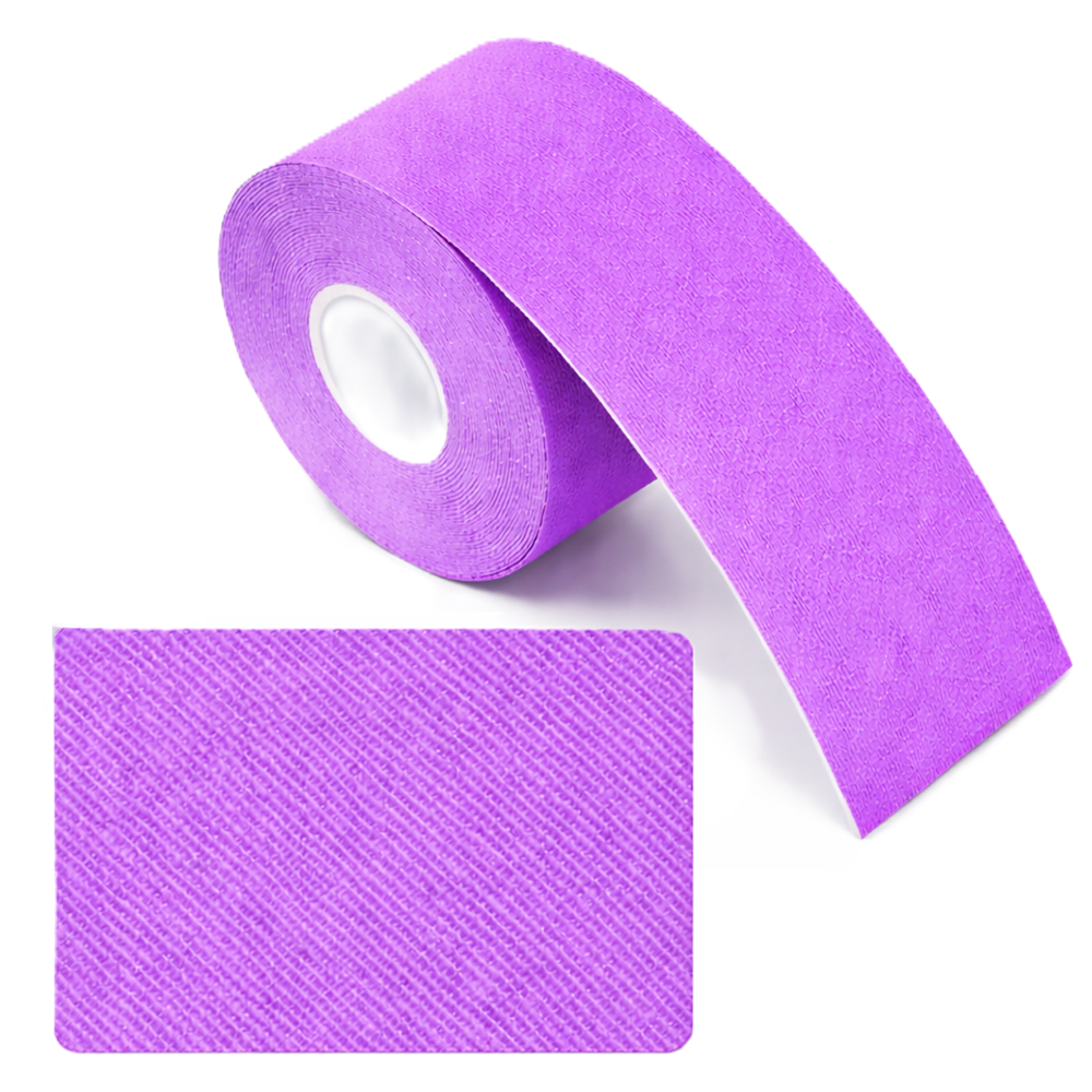 Kineziológiai tapasz – 5 cm × 5 m izom- és ízülettámasztó sport szalag fájdalomcsillapításhoz és regenerációhoz – Lila (BLLV)