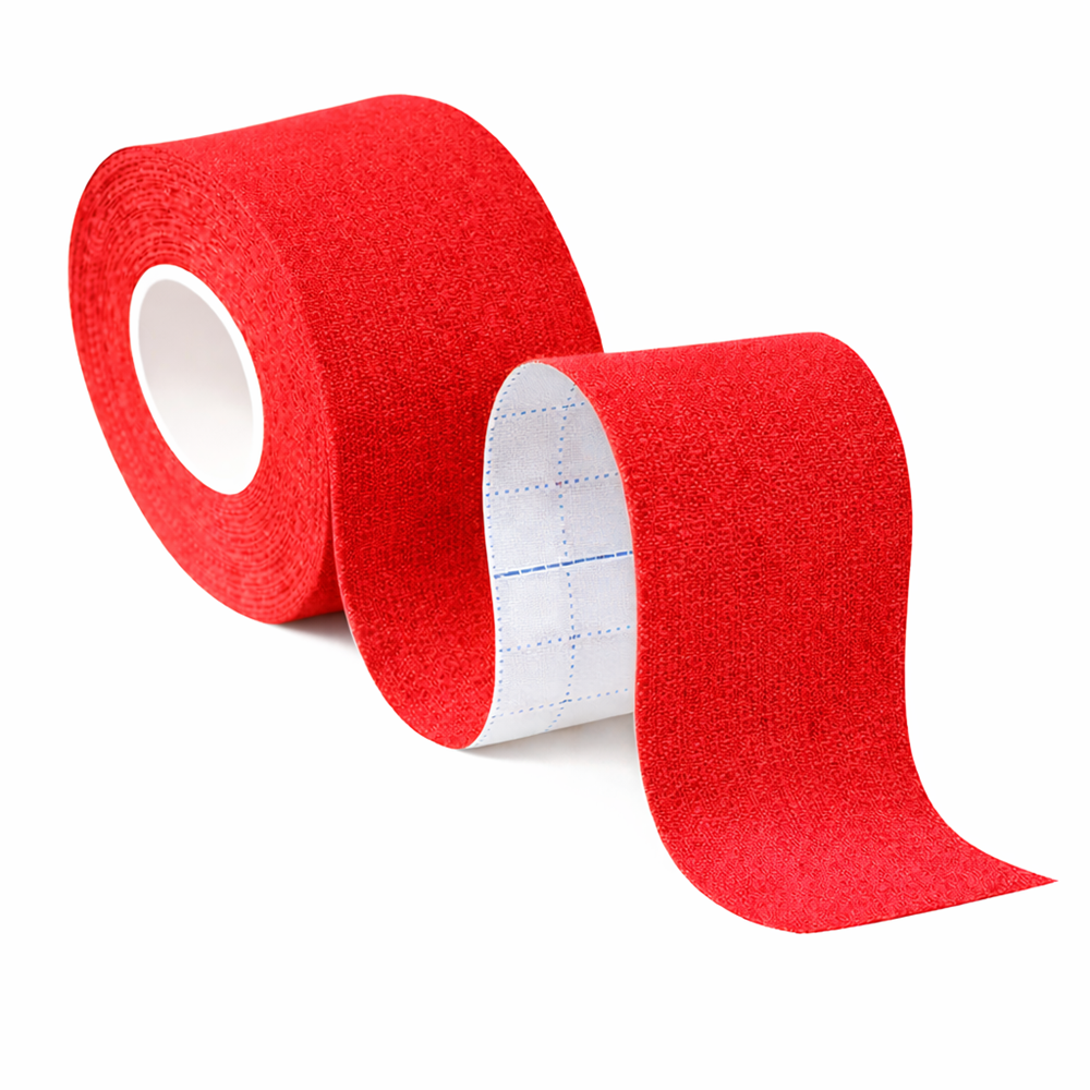 Kineziológiai tapasz – 5 cm × 5 m izom- és ízülettámasztó sport szalag fájdalomcsillapításhoz és regenerációhoz – Piros (BLLV)1