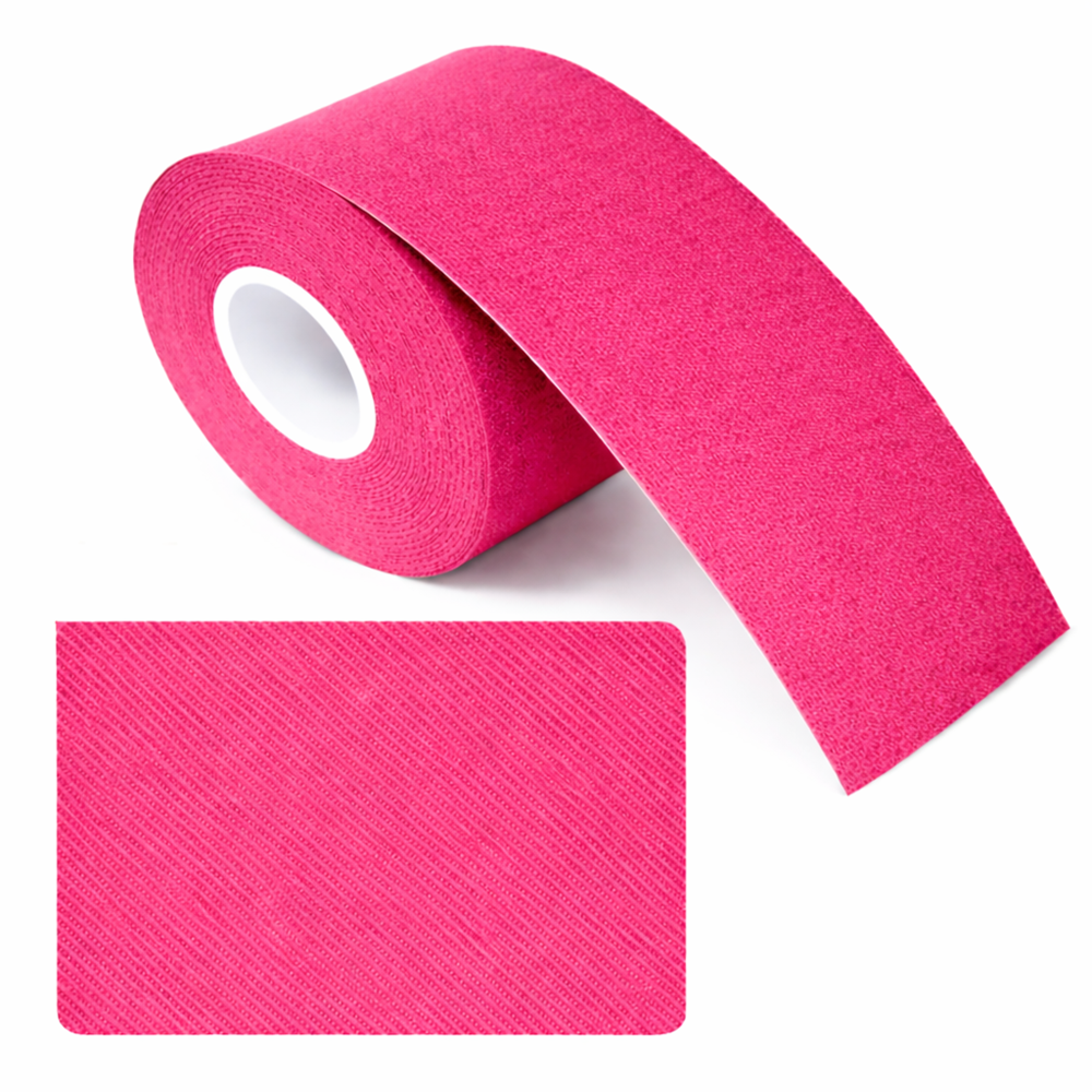 Kineziológiai tapasz – 5 cm × 5 m izom- és ízülettámasztó sport szalag fájdalomcsillapításhoz és regenerációhoz – Rózsaszín (BLLV)