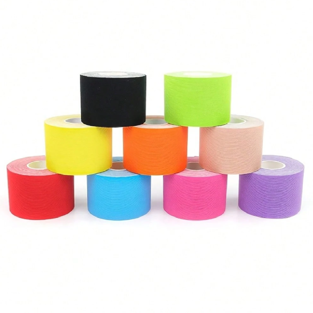 Kineziológiai tapasz – 5 cm × 5 m izom- és ízülettámasztó sport szalag fájdalomcsillapításhoz és regenerációhoz – Rózsaszín (BLLV)4