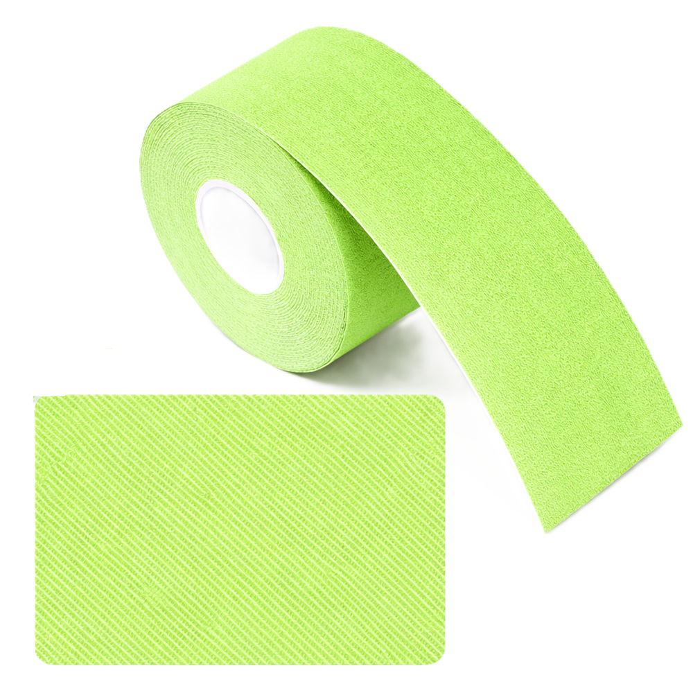 Kineziológiai tapasz – 5 cm × 5 m izom- és ízülettámasztó sport szalag fájdalomcsillapításhoz és regenerációhoz – Világos zöld (BLLV)