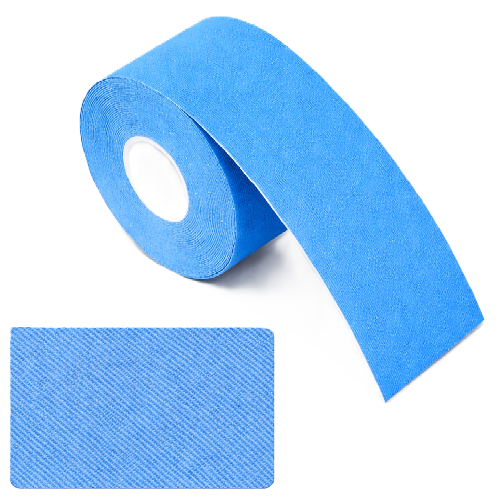 Kineziológiai tapasz – 5 cm × 5 m izom- és ízülettámasztó sport szalag fájdalomcsillapításhoz és regenerációhoz – kék (BLLV)
