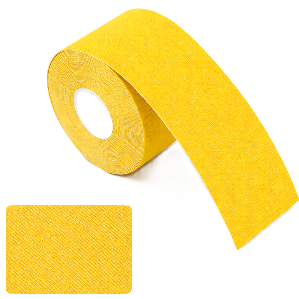 Kineziológiai tapasz – 5 cm × 5 m izom- és ízülettámasztó sport szalag fájdalomcsillapításhoz és regenerációhoz – sárga (BLLV)