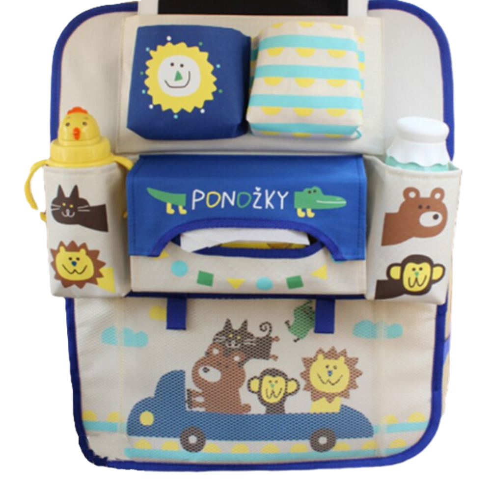 Mesés autóülés háttámla rendező tárolózsebekkel gyerekeknek – kék (BLLV)2