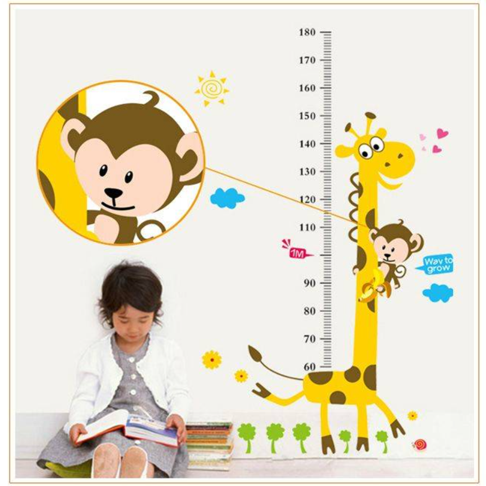 Mókás zsiráfos–majmos falmatrica gyerekszobába – magasságmérő centiméterrel, 88×180 cm, vidám dekoráció (BLLV)4