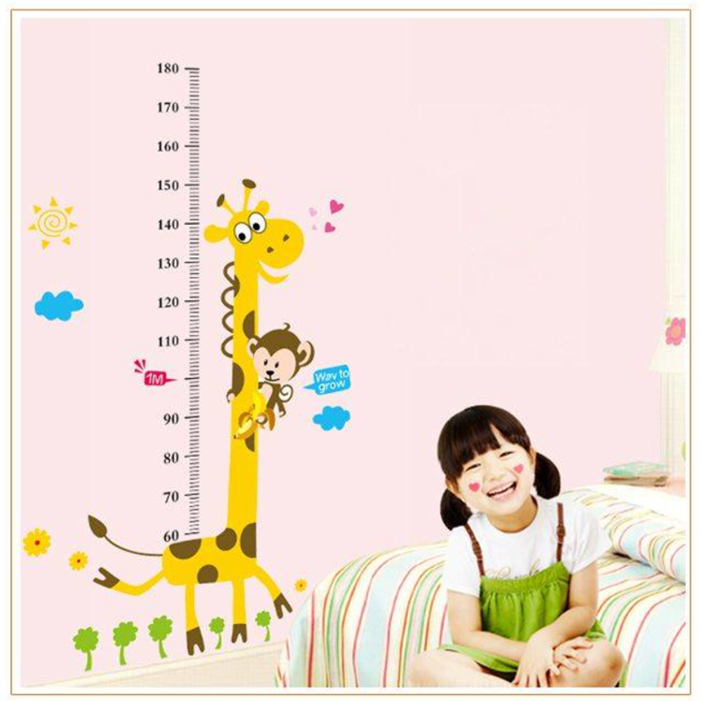 Mókás zsiráfos–majmos falmatrica gyerekszobába – magasságmérő centiméterrel, 88×180 cm, vidám dekoráció (BLLV)5