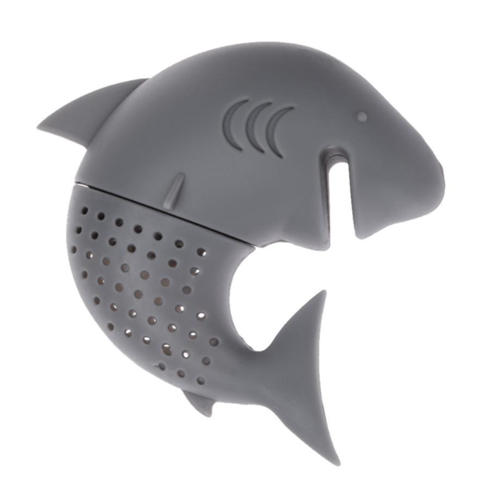 Szilikon cápa tea forrázó – aranyos teaszűrő 7 cm – szürke (BLLV)1