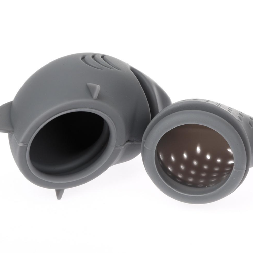 Szilikon cápa tea forrázó – aranyos teaszűrő 7 cm – szürke (BLLV)3
