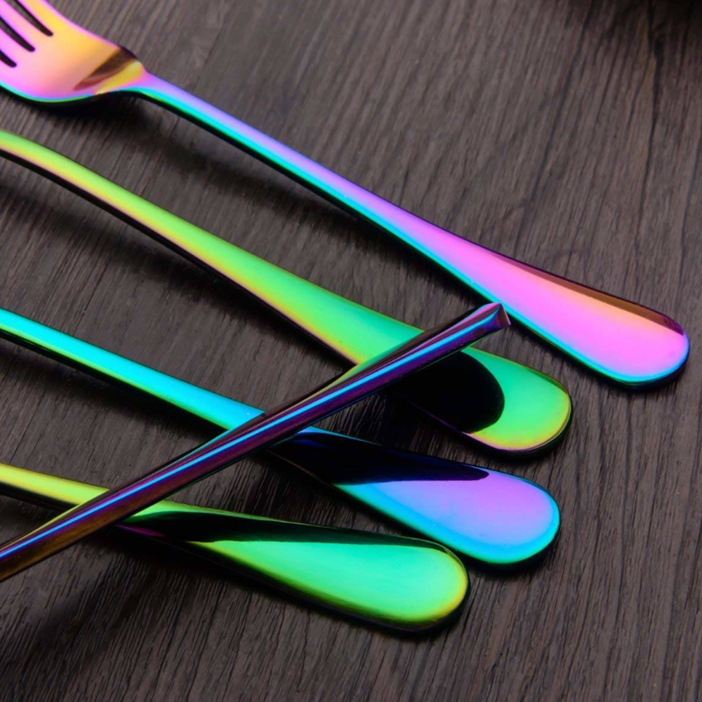 Szivárványfényes evőeszköz készlet – 5 darabos luxus design asztali szett (BLLV)4