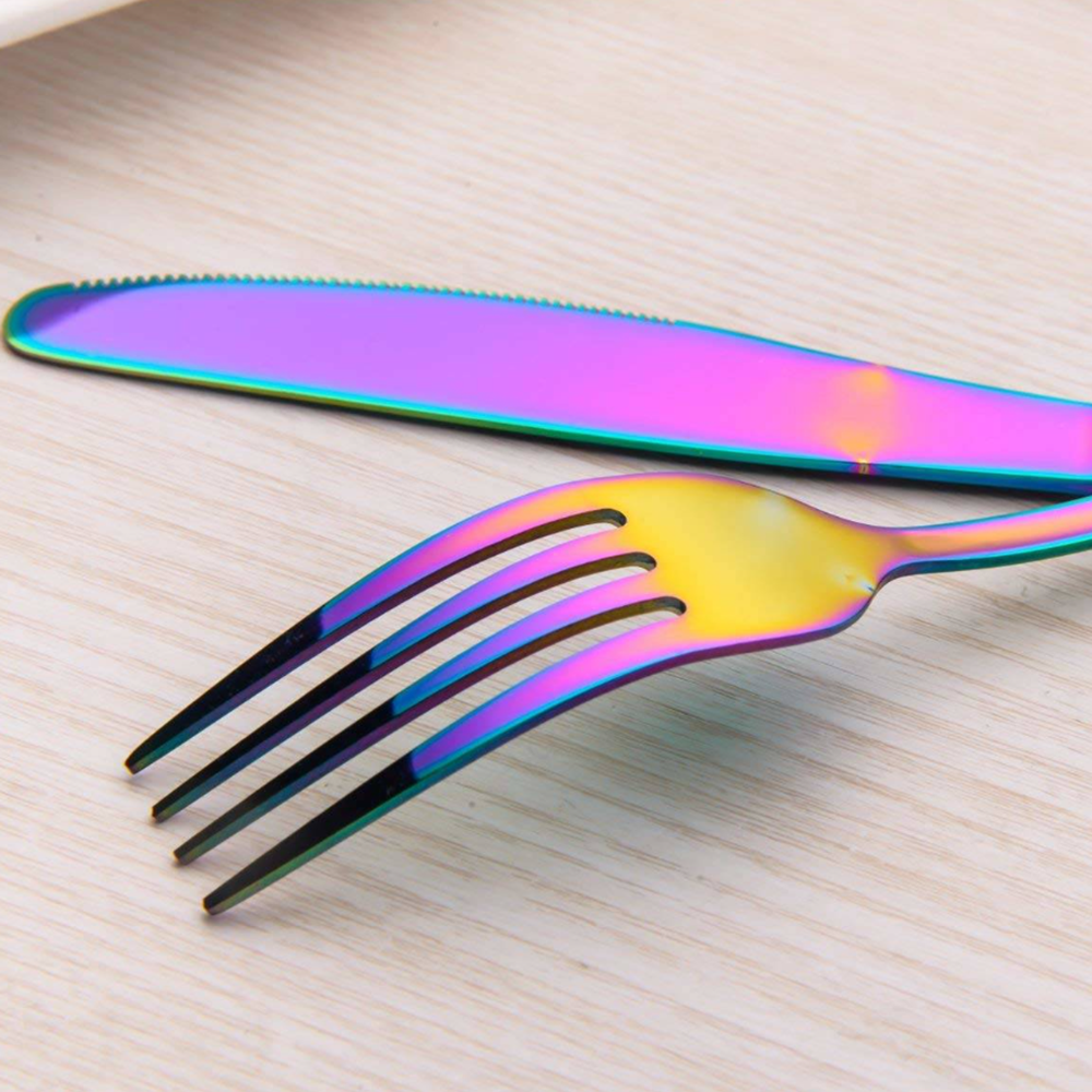 Szivárványfényes evőeszköz készlet – 5 darabos luxus design asztali szett (BLLV)5