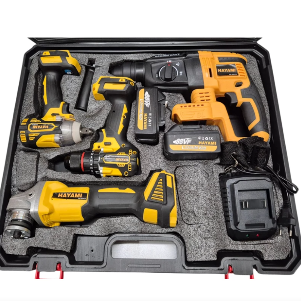4 az 1-ben akkus szerszámkészlet – fúrókalapács, ütvecsavarozó, sarokcsiszoló, ssavarbehajtó, 2 akkuval és töltővel HA-1088 (FX)2