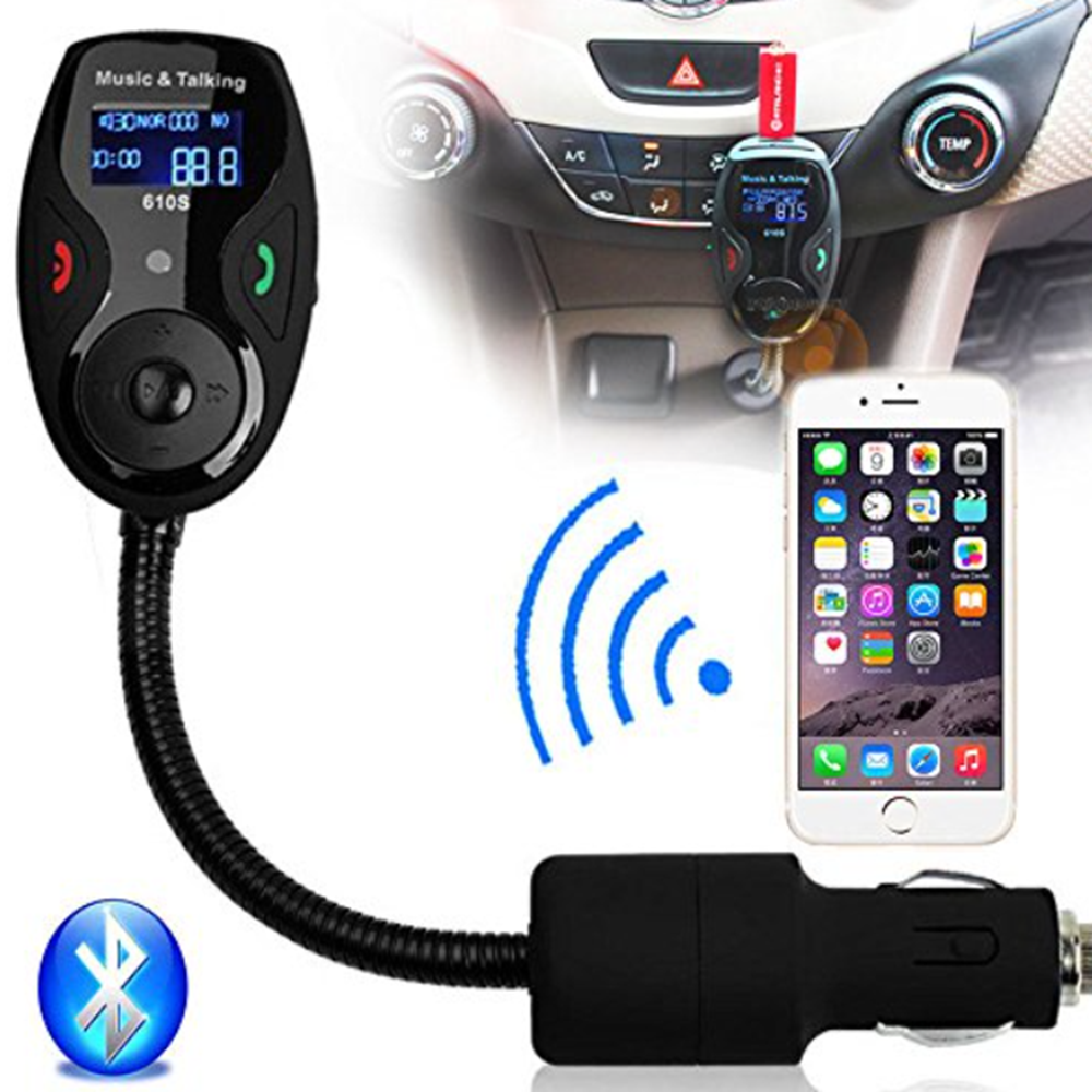 610S Bluetooth autós FM transzmitter MP3 lejátszóhoz, kihangosítóval és távirányítóval, flexibilis kivitel 2