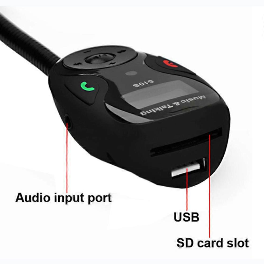 610S Bluetooth autós FM transzmitter MP3 lejátszóhoz, kihangosítóval és távirányítóval, flexibilis kivitel 4