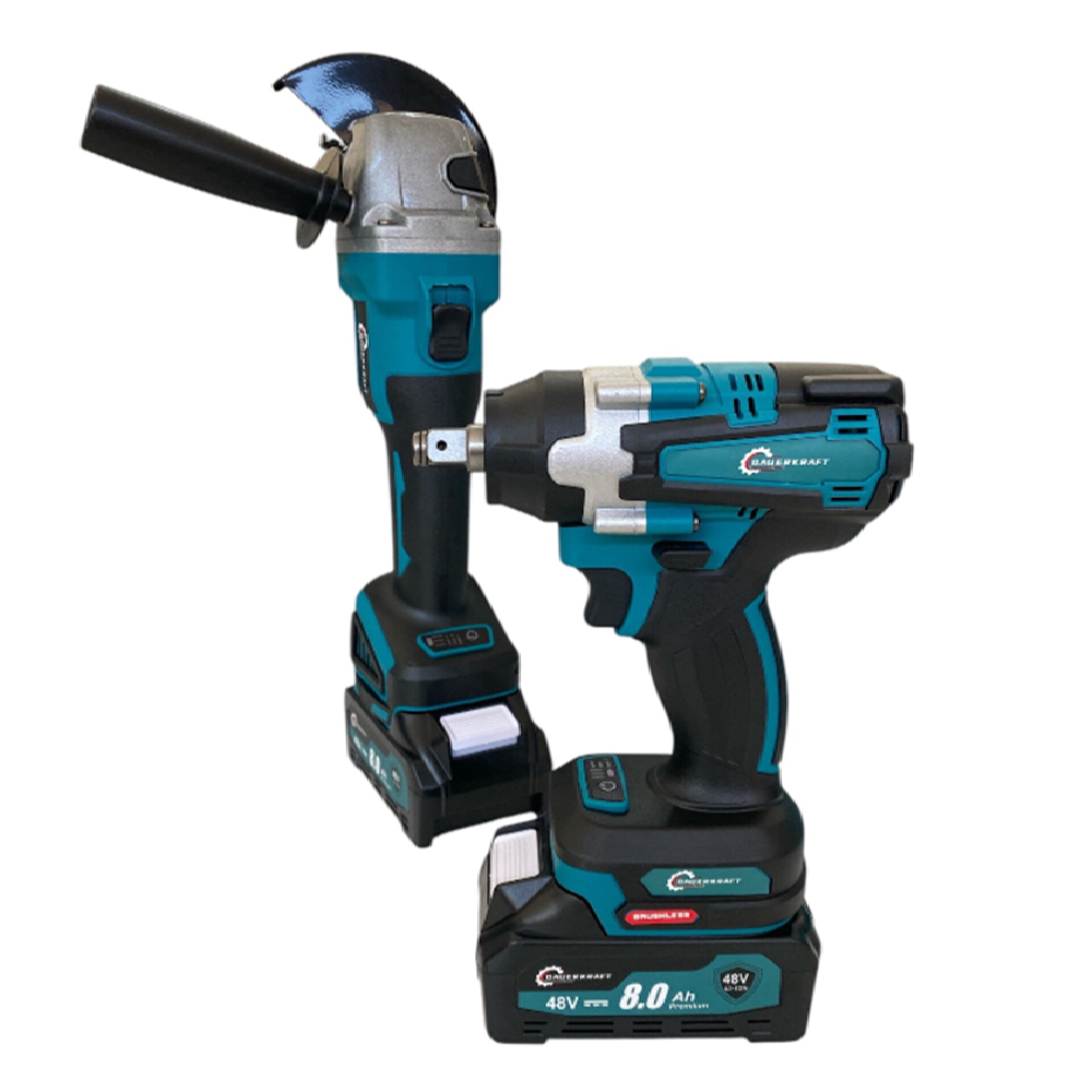 Dauerkraft 48V akkus szerszámgép csomag – sarokcsiszoló + ütvecsavarozó, 2×8Ah (FX)2