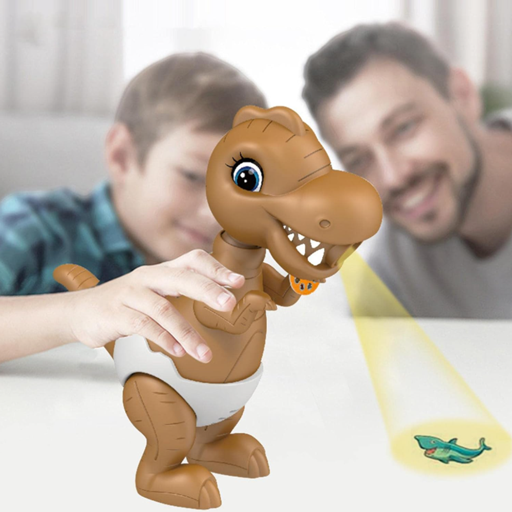 Dínós rajzprojektor gyerekeknek 3 éves kortól – 24 mintás vetítős rajzkészlet mozgó fejjel (BBMJ) 4