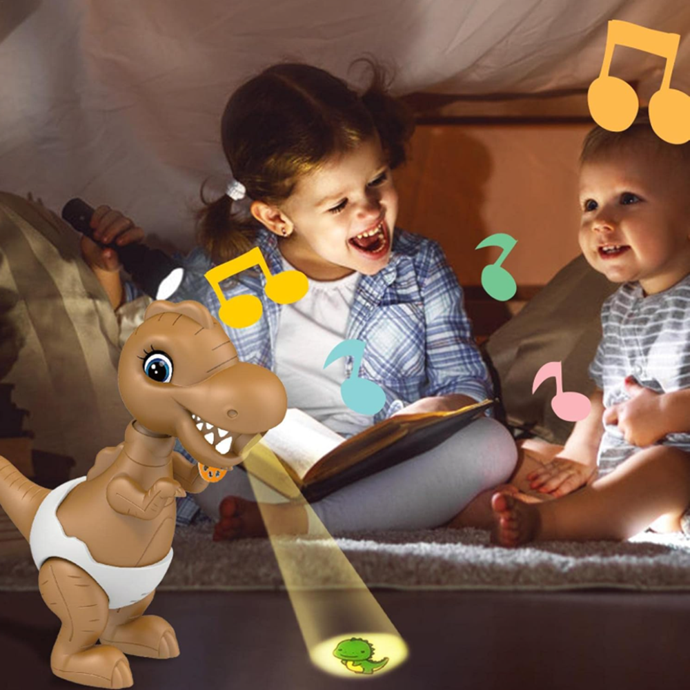 Dínós rajzprojektor gyerekeknek 3 éves kortól – 24 mintás vetítős rajzkészlet mozgó fejjel (BBMJ) 5