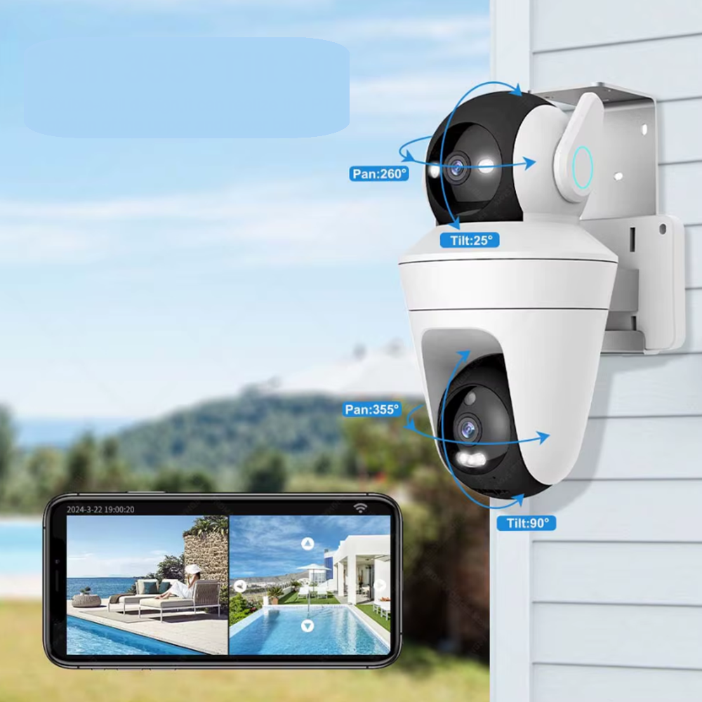 Dupla kamerás intelligens PTZ WiFi biztonsági kamera otthonra és irodába 2