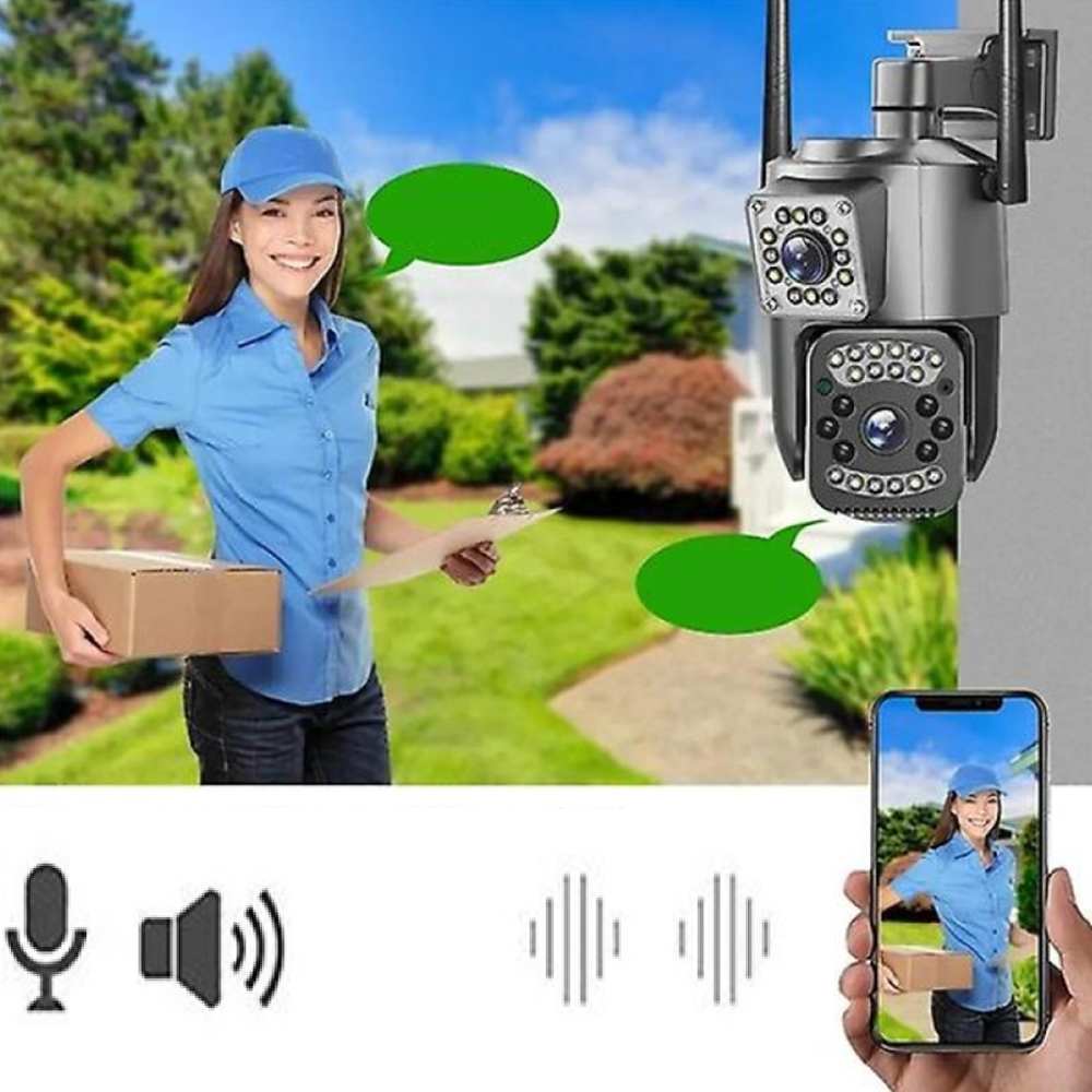 Dupla lencsés 4MP 2K IP kamera 4G SIM kültéri WiFi 10X zoom biztonsági CCTV kamera ((BBD) 2