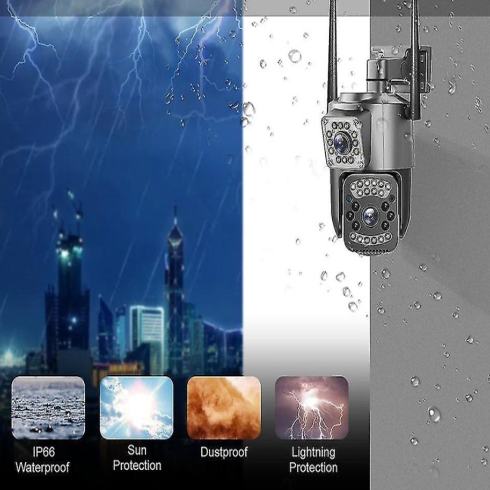 Dupla lencsés 4MP 2K IP kamera 4G SIM kültéri WiFi 10X zoom biztonsági CCTV kamera ((BBD) 5