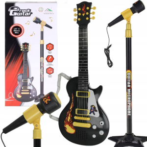 Gyerek elektromos rock gitár mikrofon állvánnyal – beépített dallamokkal (BBJ) - Image 1