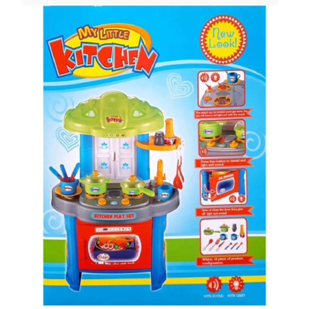 Én Kicsi Konyhám – Műanyag játékkonyha kis séfeknek 76 cm hang- és fényeffektes gyerek konyha rengeteg kiegészítővel (BBMJ) 1