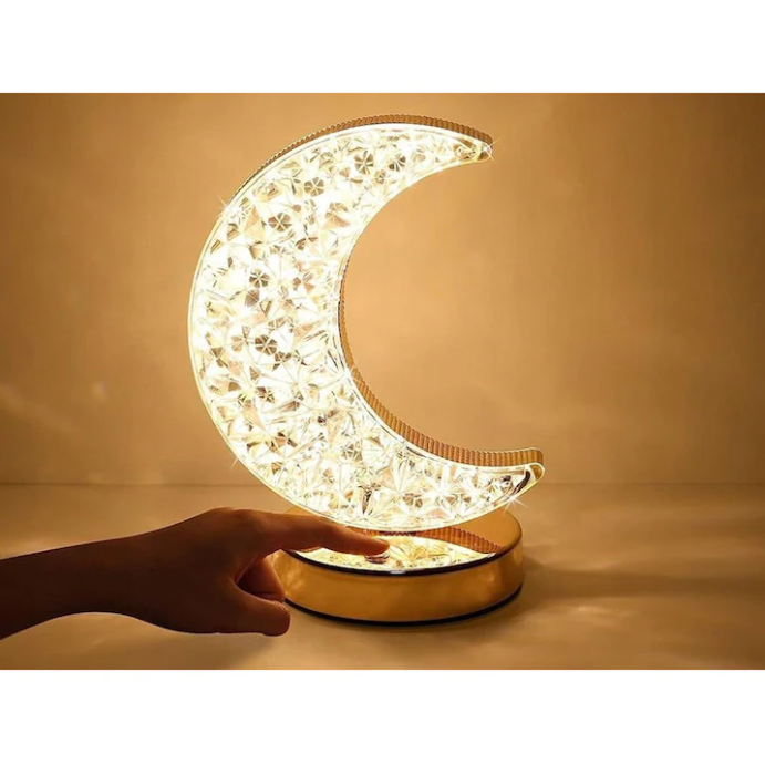 Félhold asztali lámpa – érintésvezérelt, 3 színű, újratölthető led éjszakai fény usb-vel 6