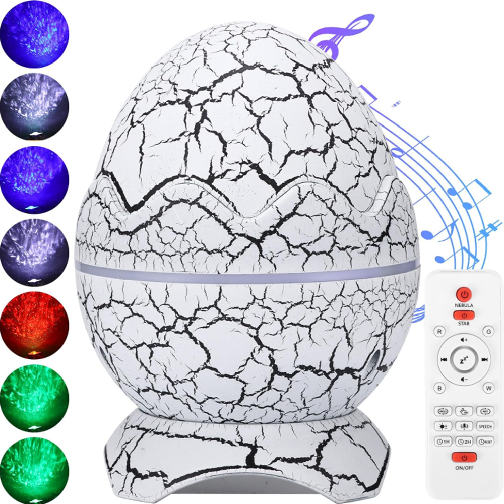 Galaxy fényprojektor bluetooth hangszóróval és fehér zajjal – LED csillag aurora dinoszaurusz tojás éjszakai fény gyerekszobába 8