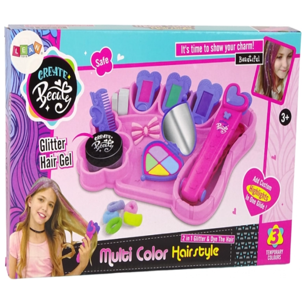 Gyerek hajszínező kréták hajvasalóval – csillámos hajdekoráló szett (BBJ) 6