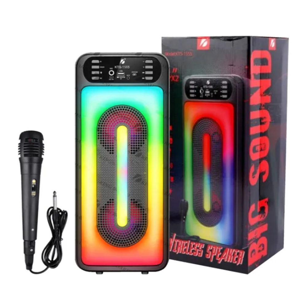 Hordozható vezeték nélküli bluetooth hangszóró mikrofonnal, rgb led világítással és beépített mikrofonnal 1