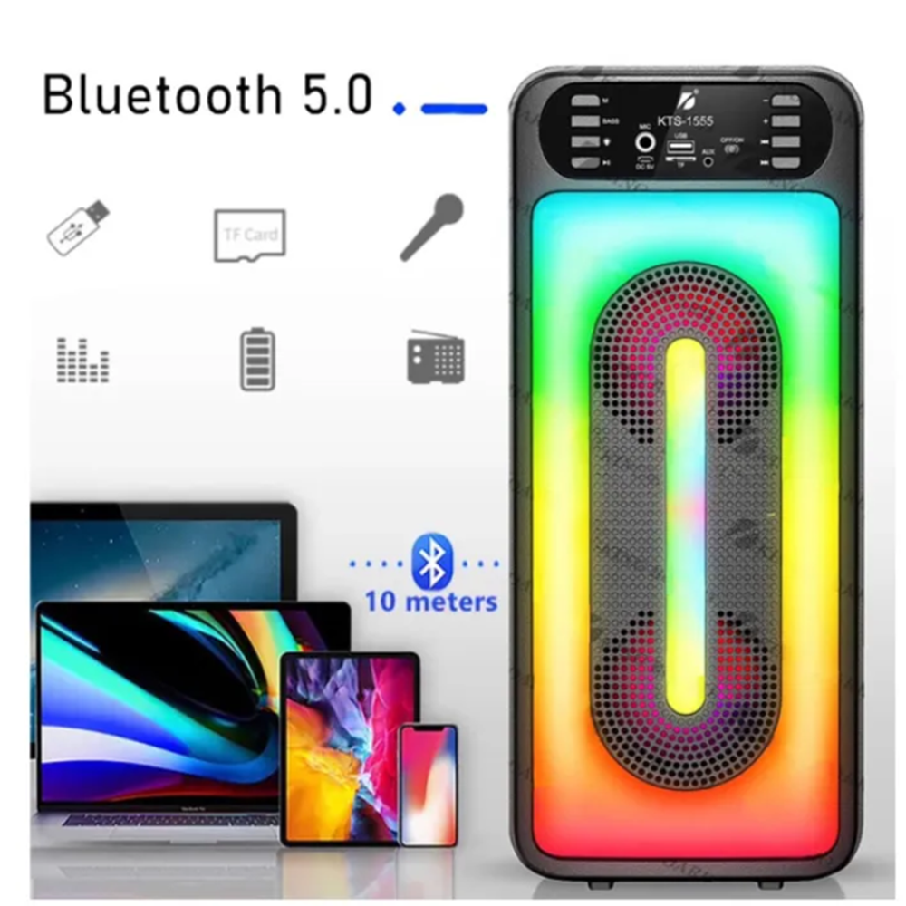 Hordozható vezeték nélküli bluetooth hangszóró mikrofonnal, rgb led világítással és beépített mikrofonnal 2