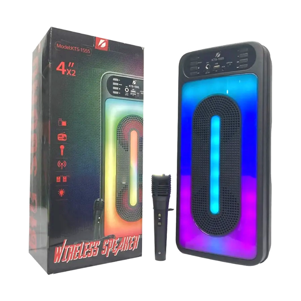 Hordozható vezeték nélküli bluetooth hangszóró mikrofonnal, rgb led világítással és beépített mikrofonnal 5