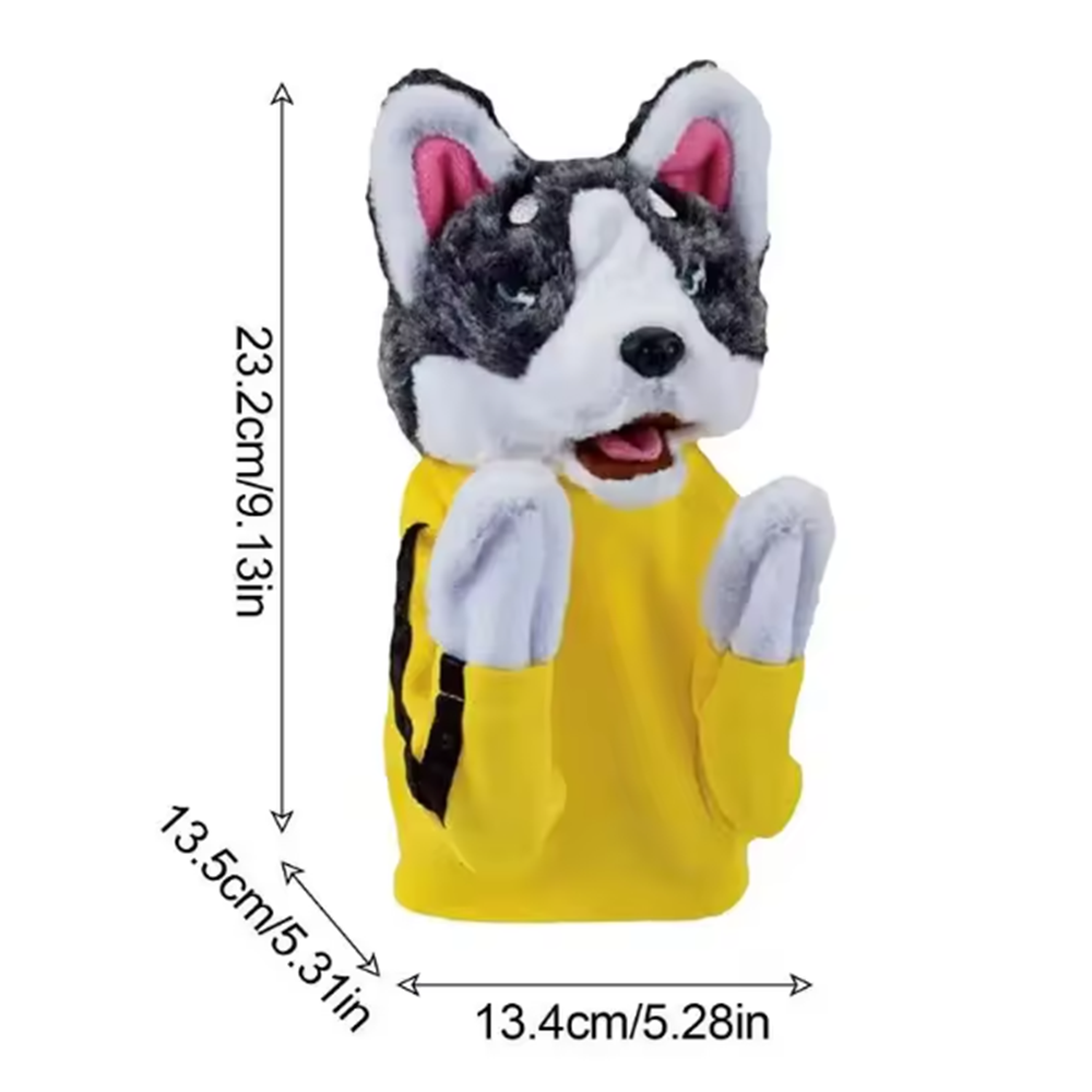 Interaktív kung fu husky plüss kesztyűbáb – hangot adó bokszoló kutya kézi báb gyerekjátéknak (BBJ) 6