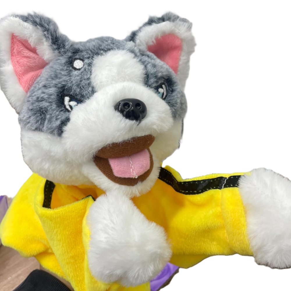 Interaktív kung fu husky plüss kesztyűbáb – hangot adó bokszoló kutya kézi báb gyerekjátéknak (BBJ) 7