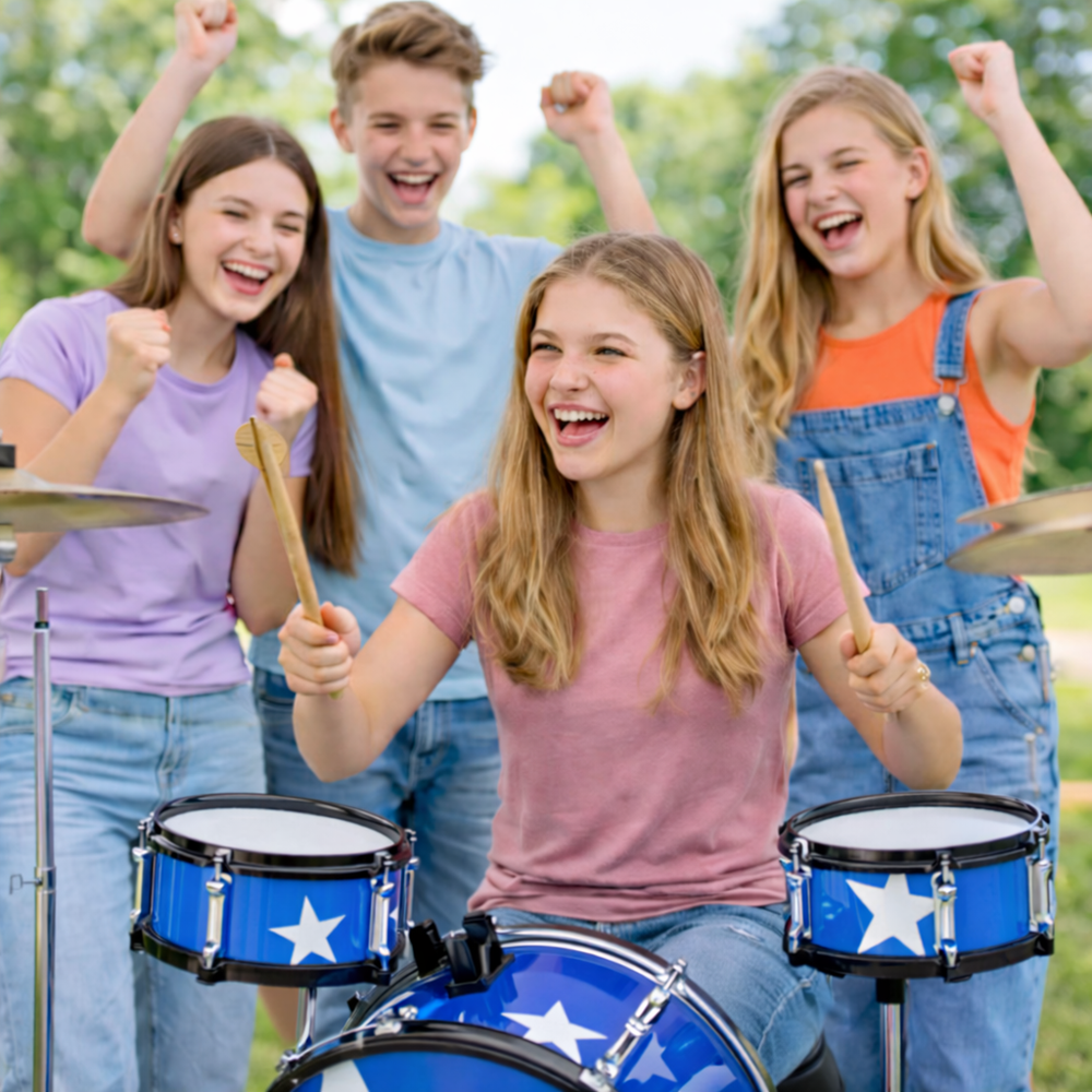 Music world 3 részes gyerek dobfelszerelés székkel – dob szett tányérral és dobverőkkel 3 éves kortól (BBJ) 11 (2)